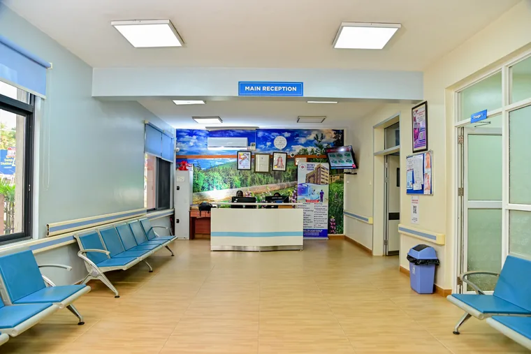 Main reception and waiting area at Doctors’ Hospital Sseguku