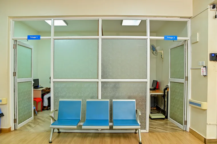 Outpatient waiting area at Doctors’ Hospital Sseguku