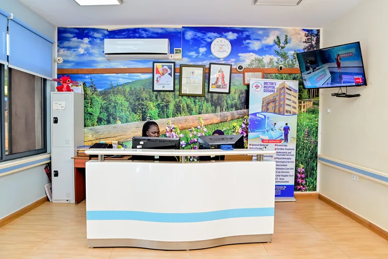Main reception desk at Doctors’ Hospital Sseguku