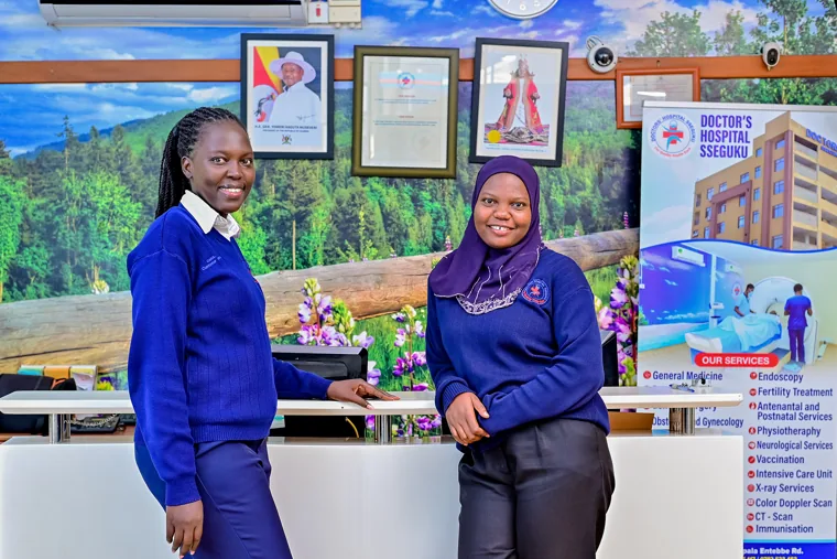 A welcome from the reception team at Doctors’ Hospital Sseguku