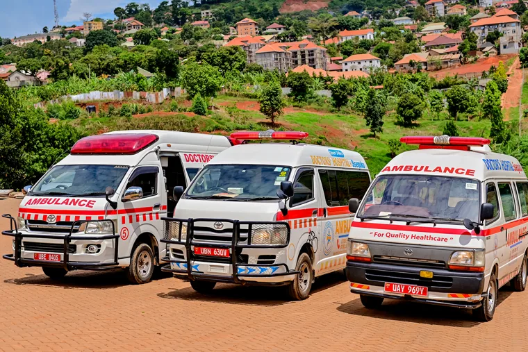 Hospital ambulance fleet at Doctors’ Hospital Sseguku