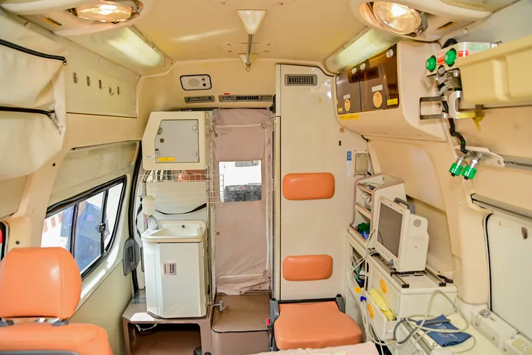 Ambulance interior and seating at Doctors’ Hospital Sseguku
